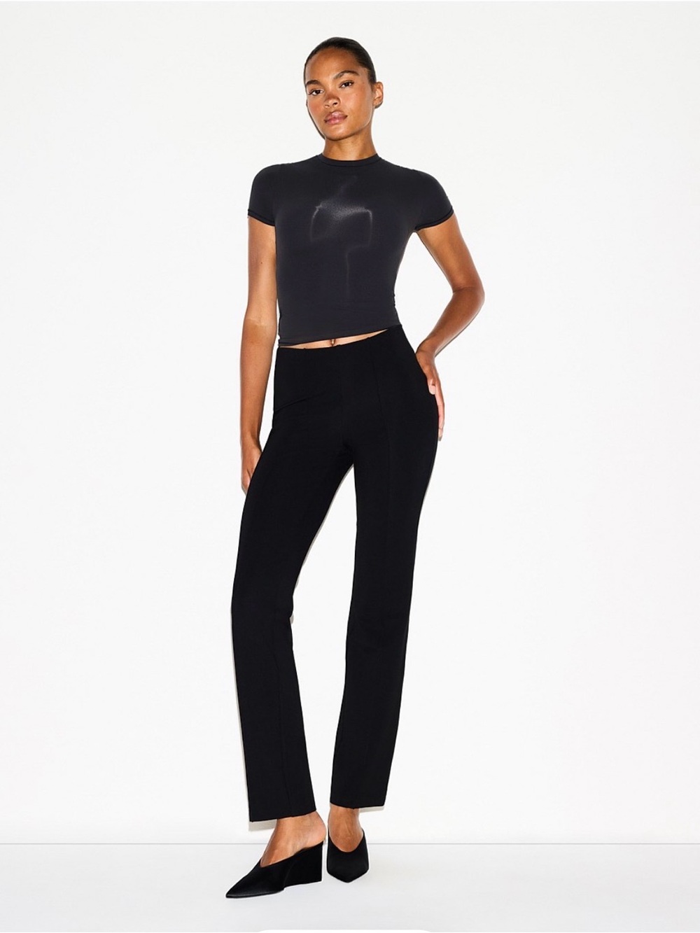SKIMS black faux leather straight-leg pants